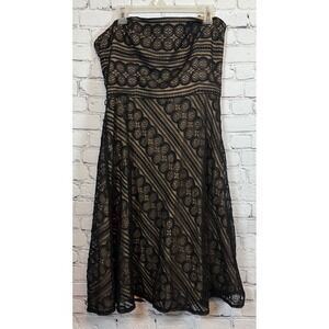 Ann Taylor LOFT Strapless‎ Dress Black Lace Overlay Party Cocktail Size 12